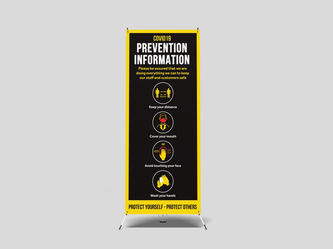 Covid19 Prevention X Banners Lightweight cost effective banner system